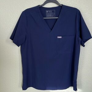 Figs Scrub Top Women’s Navy Blue V-Neck Technical Collection Size Large